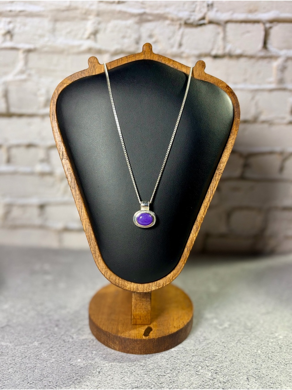 Mexican 925 Sterling Silver Purple Stone Pendant Necklace MD28V